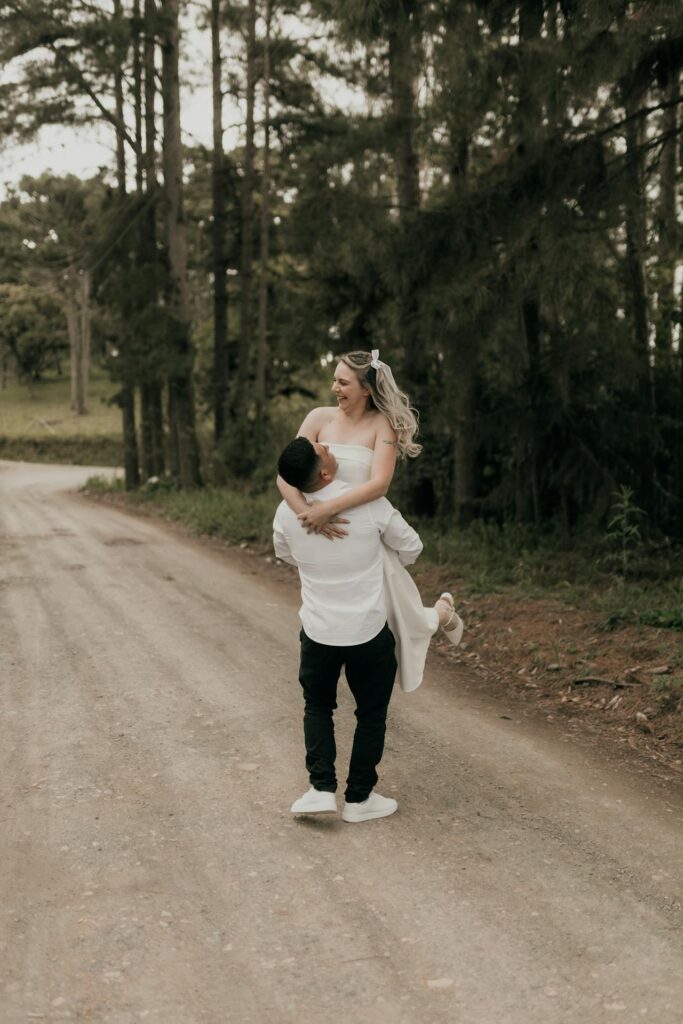 Romantic Outdoor Wedding Couple Embrace